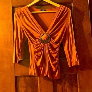Burnt Orange V-neck Top S